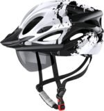 Bike Helmet with USB Rechargeable LED Light Detachable Goggles and Sun Visor, Mountain & Road Bicycle Helmets for Men Women Adult Cycling Helmets