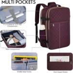 Large Travel Backpack Women, Flight Approved Carry On Backpack, Water Resistant Anti-Theft Large Casual Daypack Fit 17 Inch Laptop with USB Charging Port, Dark Purple