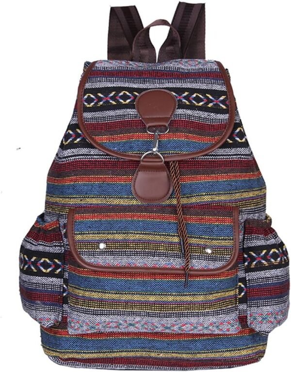 Vintage Backpack for Women,Boho Casual Backpack Purse,Unique Style Fashion Ethnic Handbag Shoulder Bag,Green