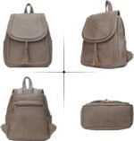 Fashion Small Synthetic Leather Backpack Purse For Women and Ladies with Tassel (Khaki)