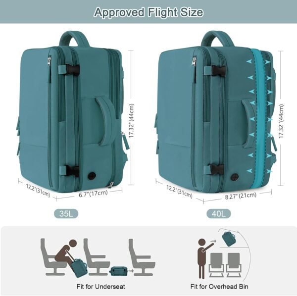 Travel Backpack for Men, 40L Carry On Backpack, 17 Inch Laptop Backpack, Waterproof Backpack, College Bookbag, Laptop Backpack, Backpack for Women, as Person Item Flight Approved