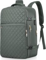 Large Travel Backpack Women, Flight Approved Carry On Backpack, Water Resistant Anti-Theft Large Casual Daypack Fit 17 Inch Laptop with USB Charging Port, Olive Green