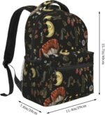 dark academia backpack,mushroom backpack,whimsical backpack,backpack for women, backpack,black backpack,11.4 * 7.8 * 15.7 inches,011