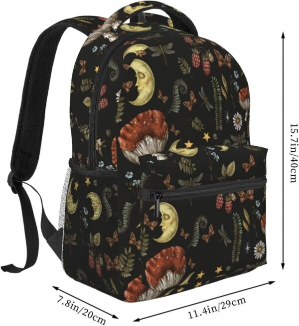 dark academia backpack,mushroom backpack,whimsical backpack,backpack for women, backpack,black backpack,11.4 * 7.8 * 15.7 inches,011