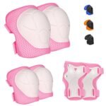 Kids Protective Gear Set - Knee Pads Elbow Pads with Wrist Guards for Ages 3-12 | 3-in-1 Safety Protective Gear for Skating, Cycling, Biking, Roller Skates, Scooters (Pink, S(3-7Years))
