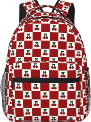 cherry backpack,red checkered backpack,cherry bag.coquette backpack,backpack for women,11.4 * 7.8 * 15.7 inches,06