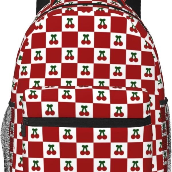 cherry backpack,red checkered backpack,cherry bag.coquette backpack,backpack for women,11.4 * 7.8 * 15.7 inches,06