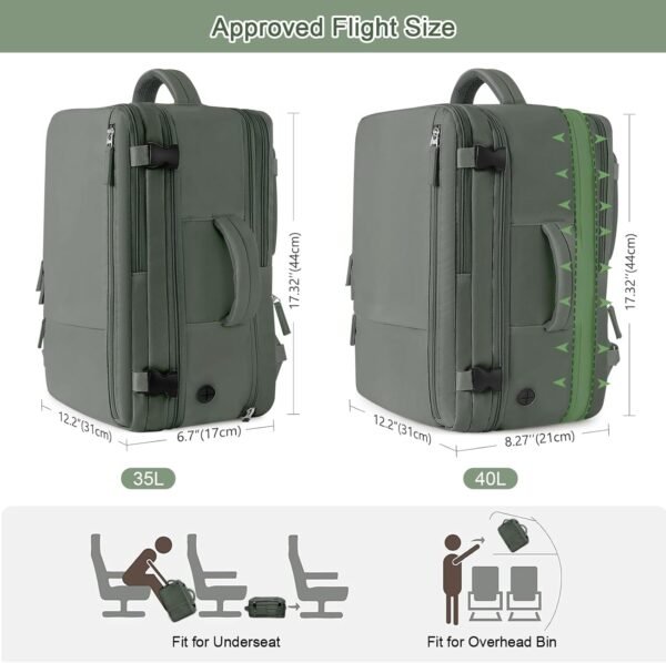 Large Expandable Travel Backpack for Men and Women, 17 Inch Laptop, Waterproof, Casual, College Bookbag, Backpack for Women, as Person Item Flight Approved