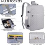 Large Travel Backpack Women, Flight Approved Carry On Backpack, Water Resistant Anti-Theft Large Casual Daypack Fit 17 Inch Laptop with USB Charging Port, Grey