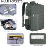 Large Travel Backpack Women, Flight Approved Carry On Backpack, Water Resistant Anti-Theft Large Casual Daypack Fit 17 Inch Laptop with USB Charging Port, Olive Green