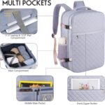 Large Travel Backpack Women, Flight Approved Carry On Backpack, Water Resistant Anti-Theft Large Casual Daypack Fit 17 Inch Laptop with USB Charging Port, Light Purple