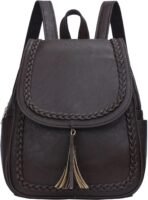 Fashion Small Synthetic Leather Backpack Purse For Women and Ladies with Tassel (Coffee)