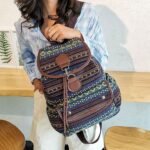 Vintage Backpack for Women,Boho Casual Backpack Purse,Unique Style Fashion Ethnic Handbag Shoulder Bag,Blue