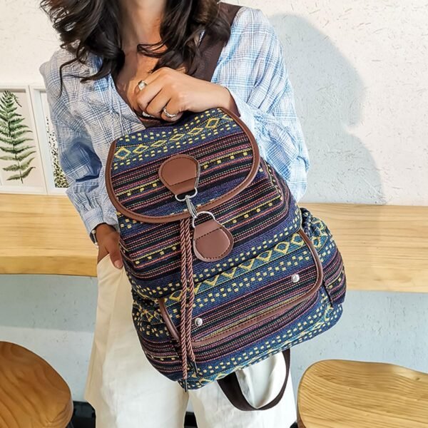 Vintage Backpack for Women,Boho Casual Backpack Purse,Unique Style Fashion Ethnic Handbag Shoulder Bag,Blue