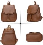 Fashion Small Synthetic Leather Backpack Purse For Women and Ladies with Tassel (Brown)