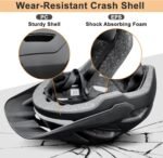 Bike Helmet, Mountain Bike Helmets for Men and Women, Front and Back LED Lights Safe Certified MTB Road Bicycle Helmet with Adjustable Brim