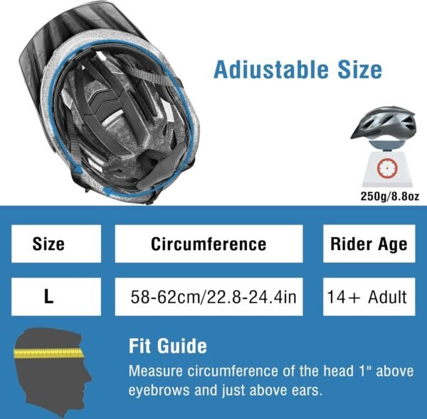 Adult Bike Helmet for Women & Men - Removable Visor for Mountain & Road Cycling - CPSC Safety-Certified - Stylish & Durable Bicycle Helmet with Suggested Fits Head 58 to 62cm