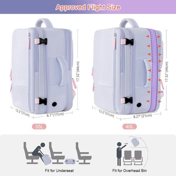 Carry on Backpack, Waterproof 17 Inch Laptop Backpack for Women, Flight Approved Backpack for Travel, College, Work