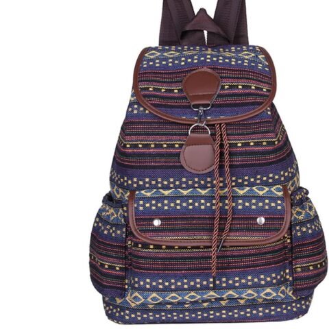 Vintage Backpack for Women,Boho Casual Backpack Purse,Unique Style Fashion Ethnic Handbag Shoulder Bag,Blue