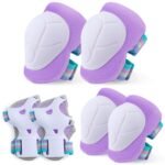 Knee Pads for Kids Knee and Elbow Pads Wrist Guards Adjustable Protective Gear Set for Girls Boys Inline Skating Biking Skateboard Scooter Knee Pads,Purple,3-8 Years