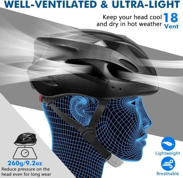 Adult Bike Helmet Lightweight for Men Women Comfort with Pads&Visor, Certified Bicycle Helmet for Adults Youth Mountain Road Biker