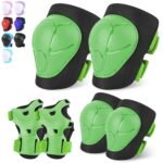 Knee Pads for Kids Knee and Elbow Pads Wrist Guards Adjustable Protective Gear Set for Girls Boys Inline Skating Biking Skateboard Scooter Knee Pads,Green,3-8 Years