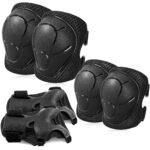 Basic Kids Protective Gear: Kids Knee Pads and Elbow Pads with Wrist Guards Set for 3-15 Years - Design for Roller Skates, Cycling,  Skateboard, Inline Skating, Scooter Riding Sports
