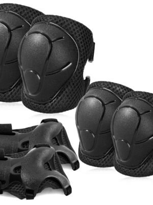 Basic Kids Protective Gear: Kids Knee Pads and Elbow Pads with Wrist Guards Set for 3-15 Years - Design for Roller Skates, Cycling, Skateboard, Inline Skating, Scooter Riding Sports