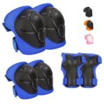 Kids Protective Gear Set - Knee Pads Elbow Pads with Wrist Guards for Ages 3-12 | 3-in-1 Safety Protective Gear for Skating, Cycling, Biking, Roller Skates, Scooters (Blue, ‎S(3-7Years))