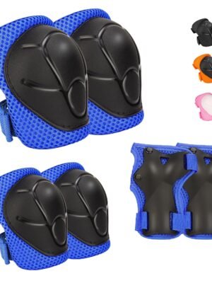 Kids Protective Gear Set - Knee Pads Elbow Pads with Wrist Guards for Ages 3-12 | 3-in-1 Safety Protective Gear for Skating, Cycling, Biking, Roller Skates, Scooters (Blue, S(3-7Years))