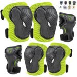 Knee Pads for Kids Knee Pads and Elbow Pads 6 in 1 Protective Gear Set with Wrist Guard for Boys Girls Skateboarding Inline Roller Skating Cycling Scooter…(Green)